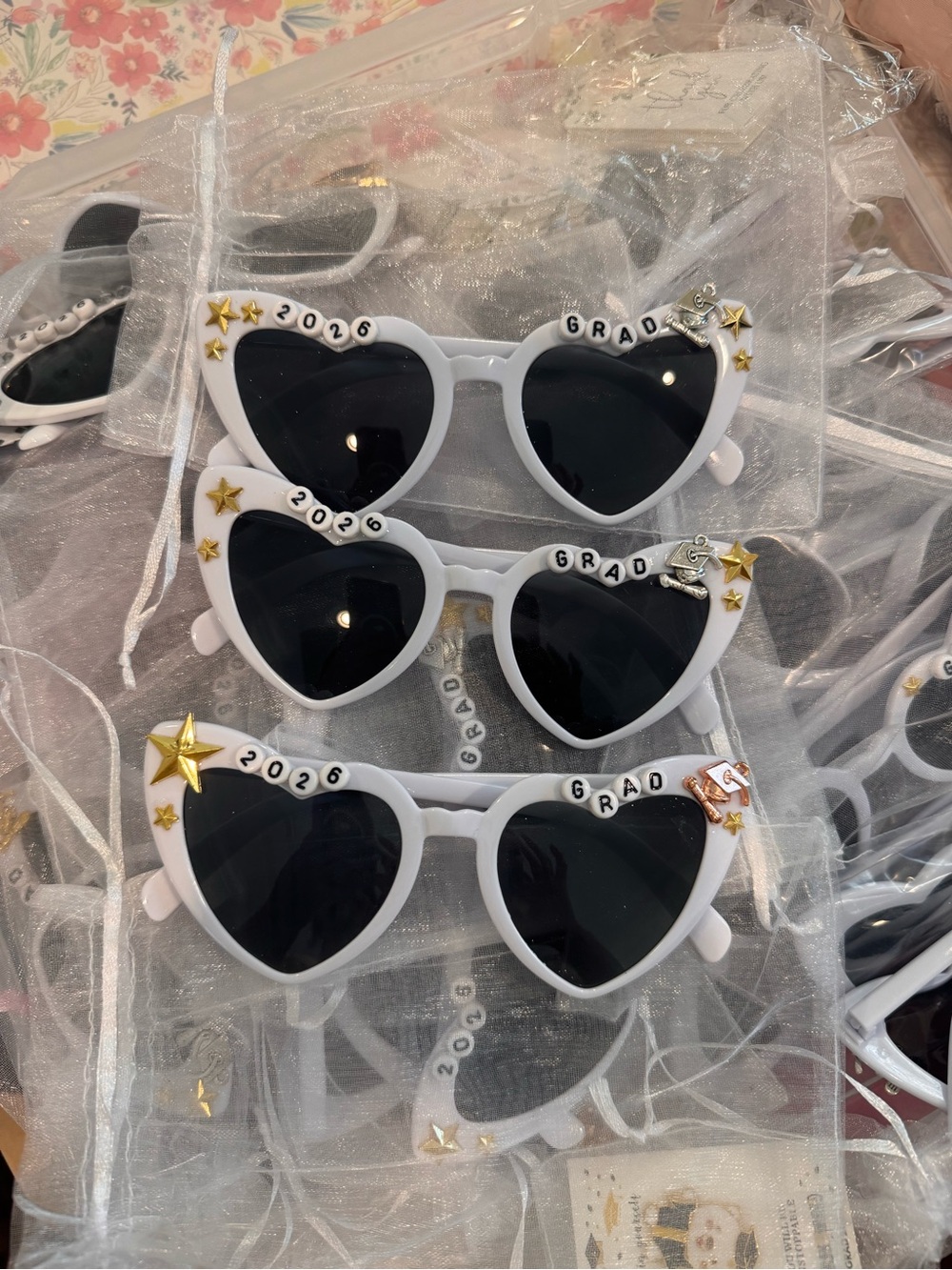30 Graduation Heart Sunglasses for teens- White 2026